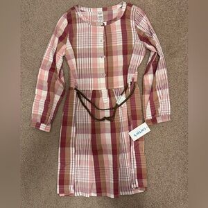 Plaid Long Sleeve Dress with Belt